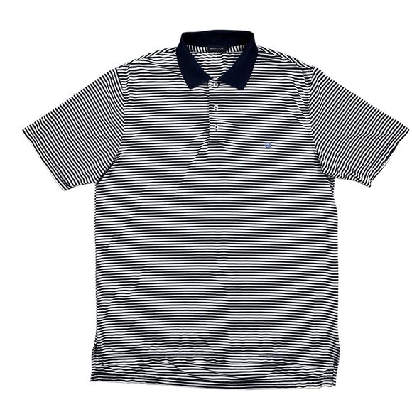 Southern Marsh Golf Polo Shirt Men's Large Blue White Stripe Performance Stretch - Picture 2 of 9